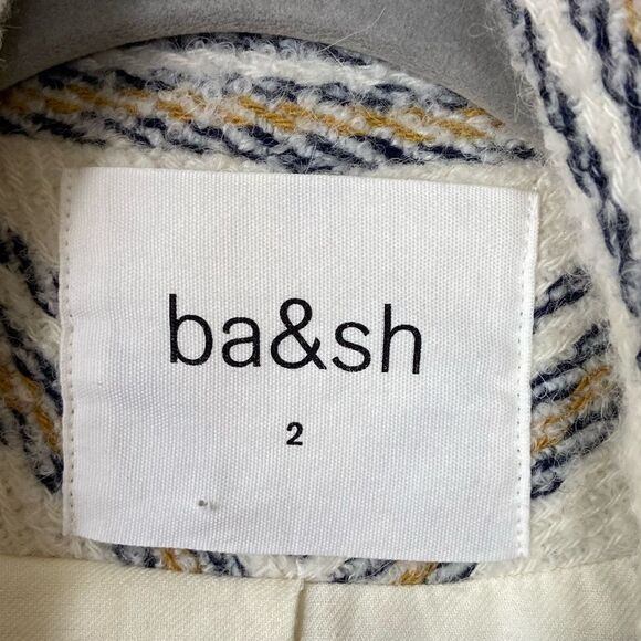 NWT Ba&Sh Fillie Alpaca Wool Grey White Pea Coat Blend Striped Size M - Picture 13 of 16